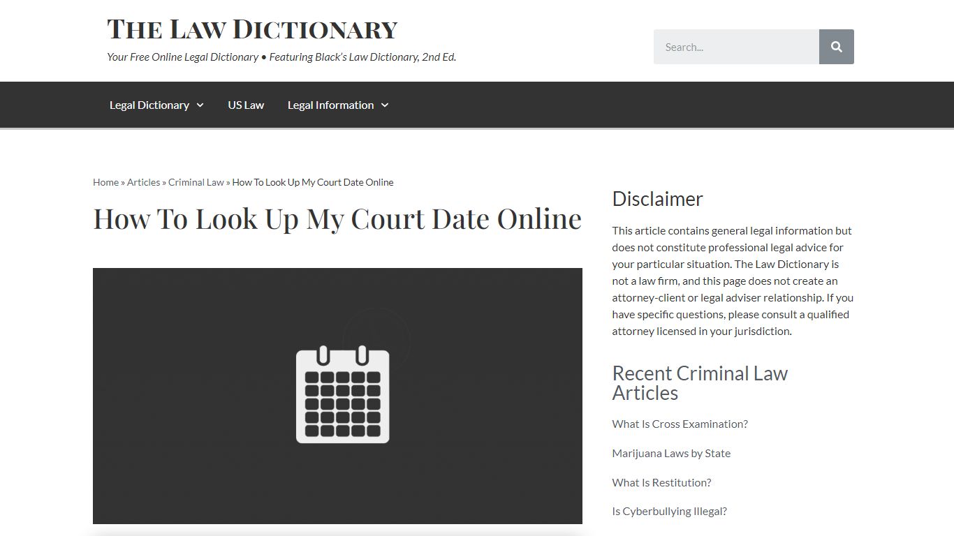 How To Look Up My Court Date Online - The Law Dictionary